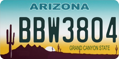 AZ license plate BBW3804