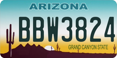 AZ license plate BBW3824