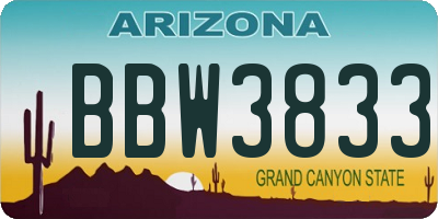 AZ license plate BBW3833