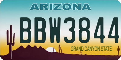 AZ license plate BBW3844