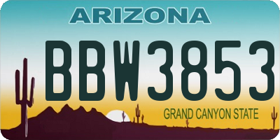 AZ license plate BBW3853