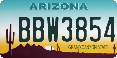AZ license plate BBW3854