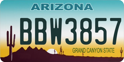 AZ license plate BBW3857