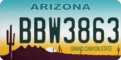 AZ license plate BBW3863