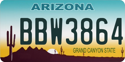 AZ license plate BBW3864