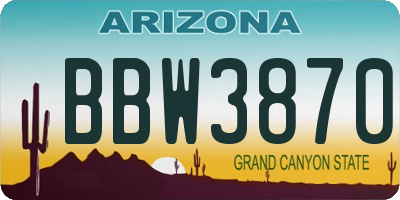 AZ license plate BBW3870