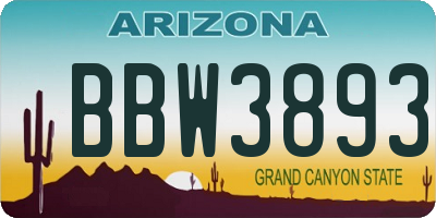 AZ license plate BBW3893