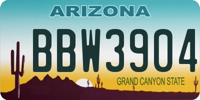 AZ license plate BBW3904