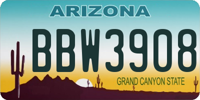 AZ license plate BBW3908