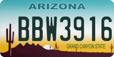 AZ license plate BBW3916