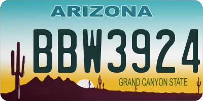 AZ license plate BBW3924