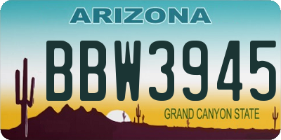 AZ license plate BBW3945