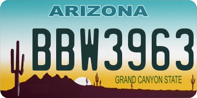 AZ license plate BBW3963
