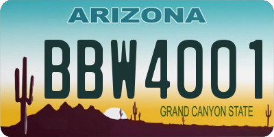 AZ license plate BBW4001