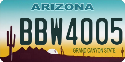AZ license plate BBW4005