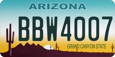AZ license plate BBW4007