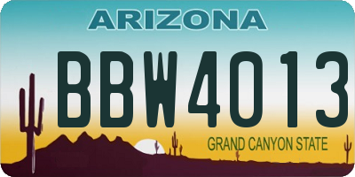 AZ license plate BBW4013