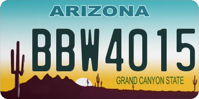 AZ license plate BBW4015