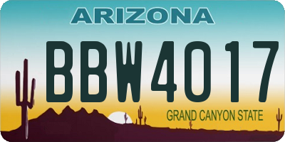 AZ license plate BBW4017