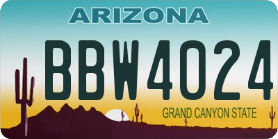 AZ license plate BBW4024