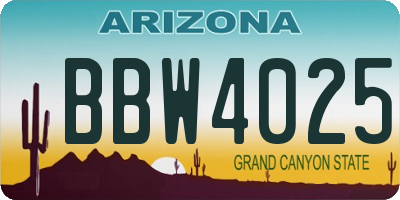 AZ license plate BBW4025