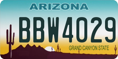 AZ license plate BBW4029