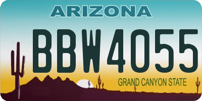 AZ license plate BBW4055