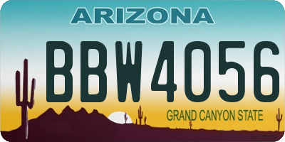 AZ license plate BBW4056