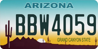 AZ license plate BBW4059