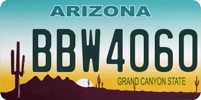 AZ license plate BBW4060