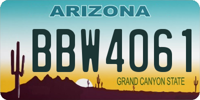 AZ license plate BBW4061