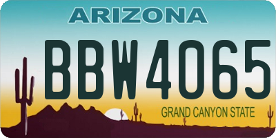AZ license plate BBW4065