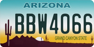 AZ license plate BBW4066