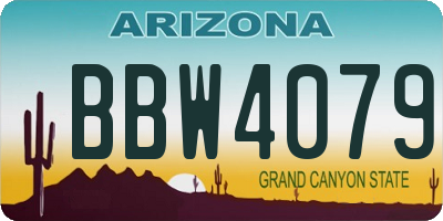 AZ license plate BBW4079