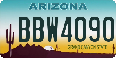 AZ license plate BBW4090