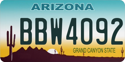 AZ license plate BBW4092