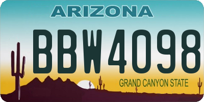 AZ license plate BBW4098