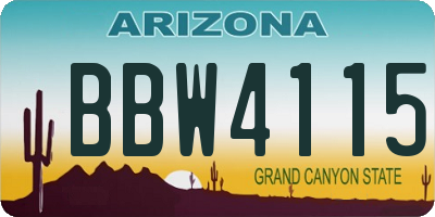 AZ license plate BBW4115