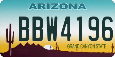 AZ license plate BBW4196