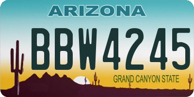 AZ license plate BBW4245