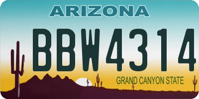 AZ license plate BBW4314