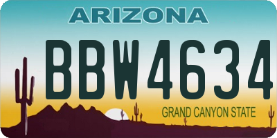 AZ license plate BBW4634