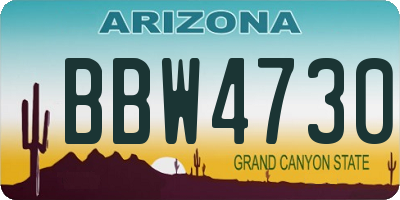 AZ license plate BBW4730