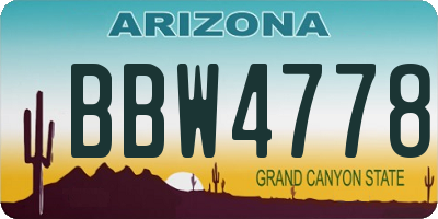 AZ license plate BBW4778