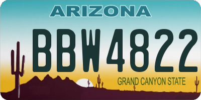 AZ license plate BBW4822