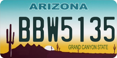 AZ license plate BBW5135