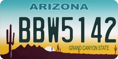AZ license plate BBW5142