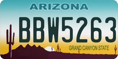 AZ license plate BBW5263