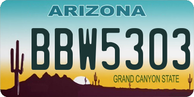 AZ license plate BBW5303