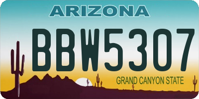 AZ license plate BBW5307